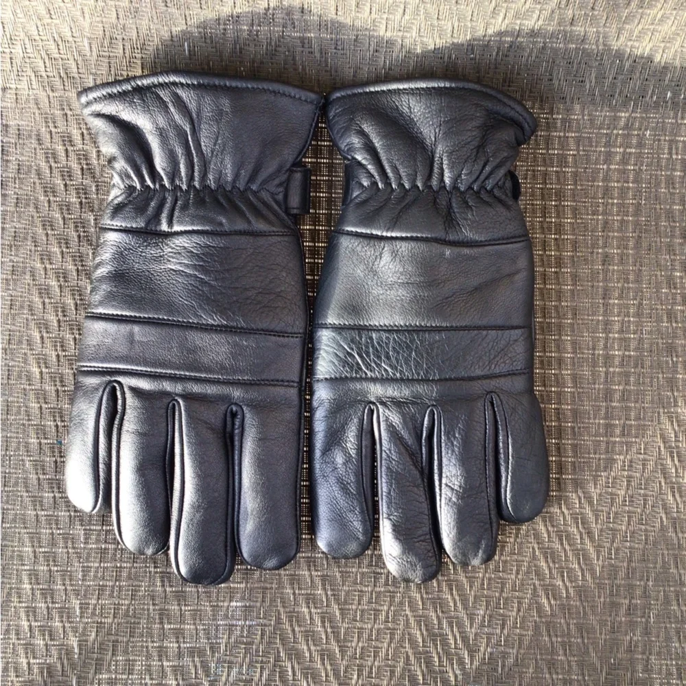 Black Leather Ladies Ski Gloves Size XL